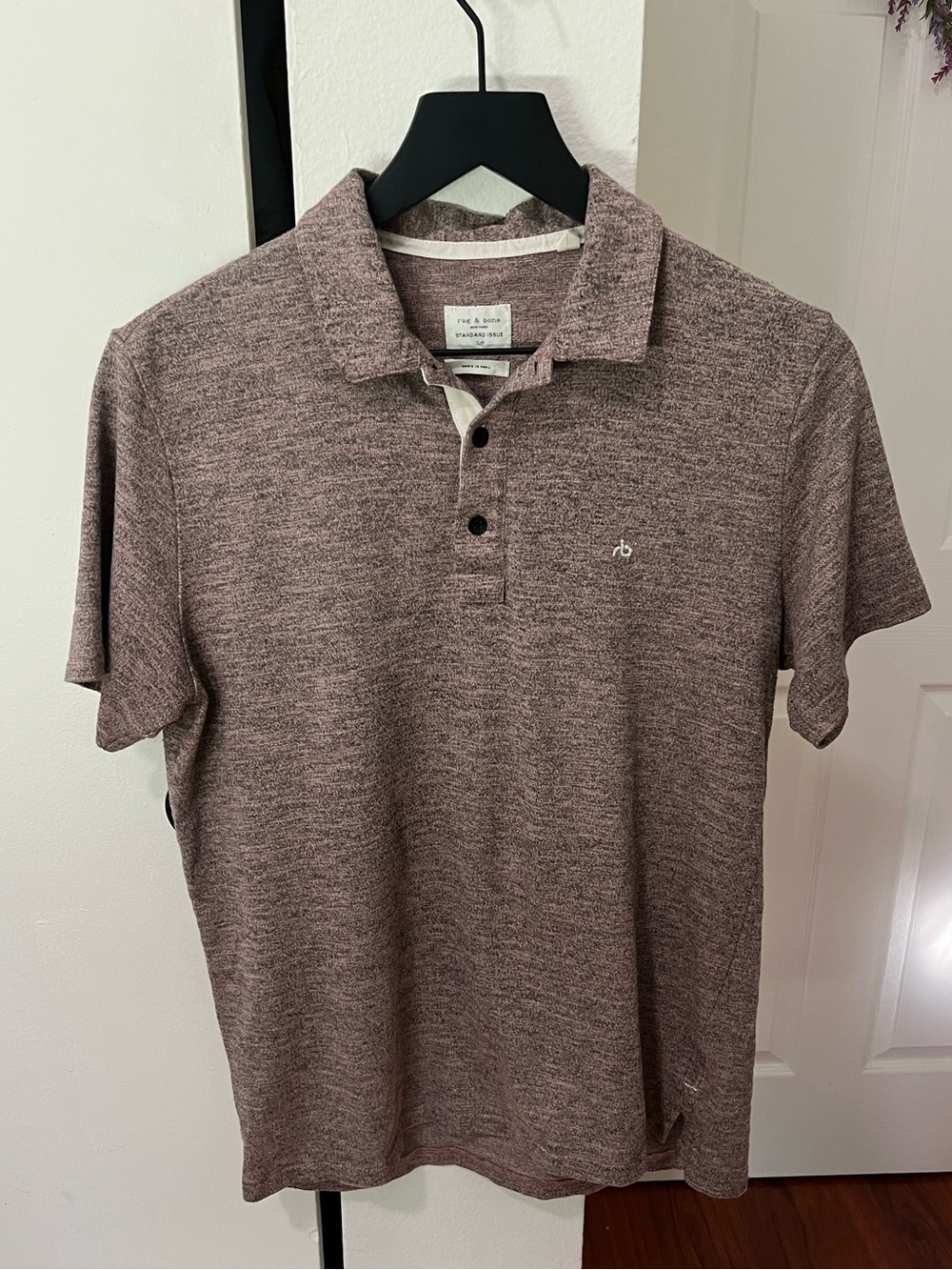 rag & bone Heathered Mauve Polo Shirt with Subtle Logo